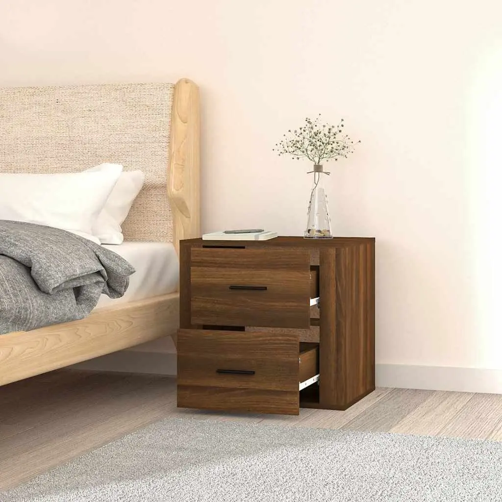 Floating Brown Oak Bedside Cabinet for Bedrooms