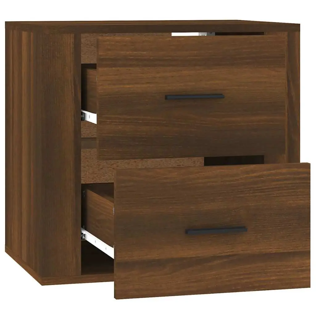 Floating Brown Oak Bedside Cabinet for Bedrooms