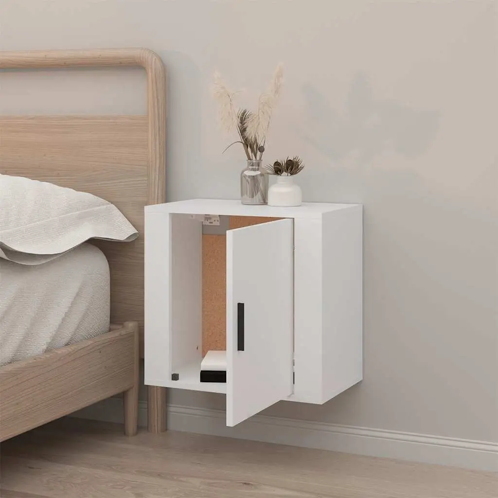 Wall-mounted Bedside Cabinet White Floating Bedside Table Storage Unit