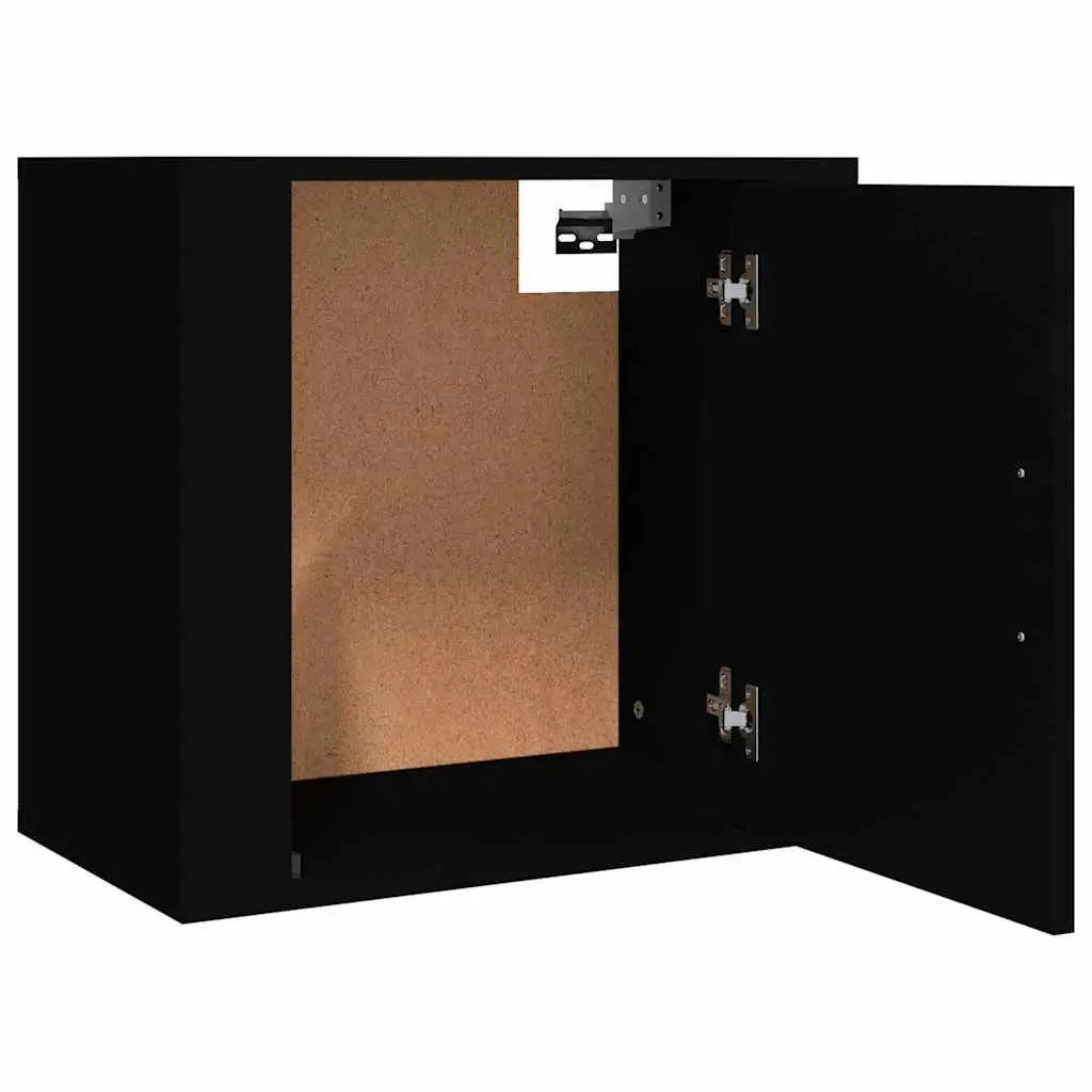 Wall-mounted Black Bedside Cabinet for Storage