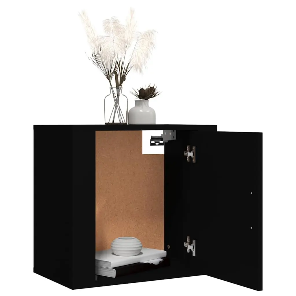 Wall-mounted Black Bedside Cabinet for Storage