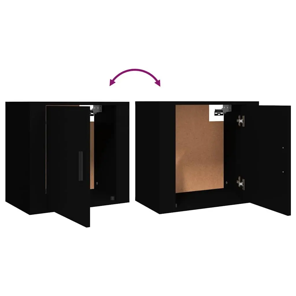 Wall-mounted Black Bedside Cabinet for Storage