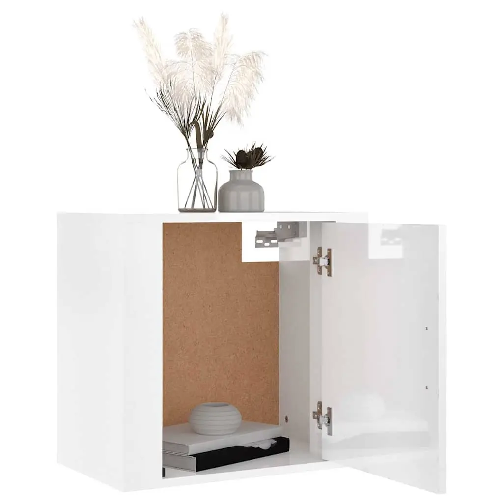 Wall-Mounted Bedside Cabinet in White High Gloss