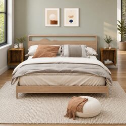 Sturdy Brown Floating Wall-mounted Bedside Cabinets 2 pcs
