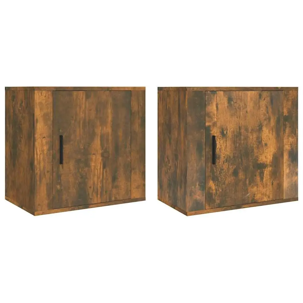 Brown Floating Wall-mounted Bedside Cabinets 2 pcs