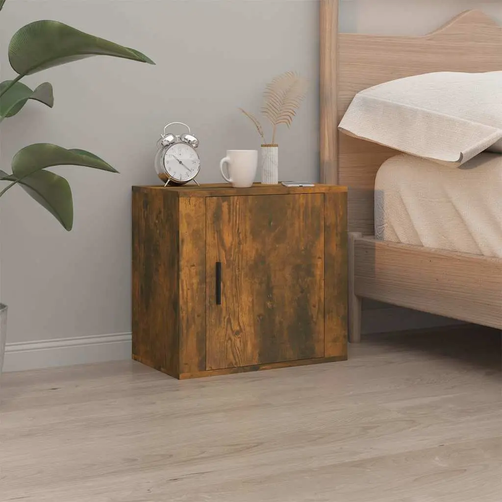 Brown Floating Wall-mounted Bedside Cabinets 2 pcs