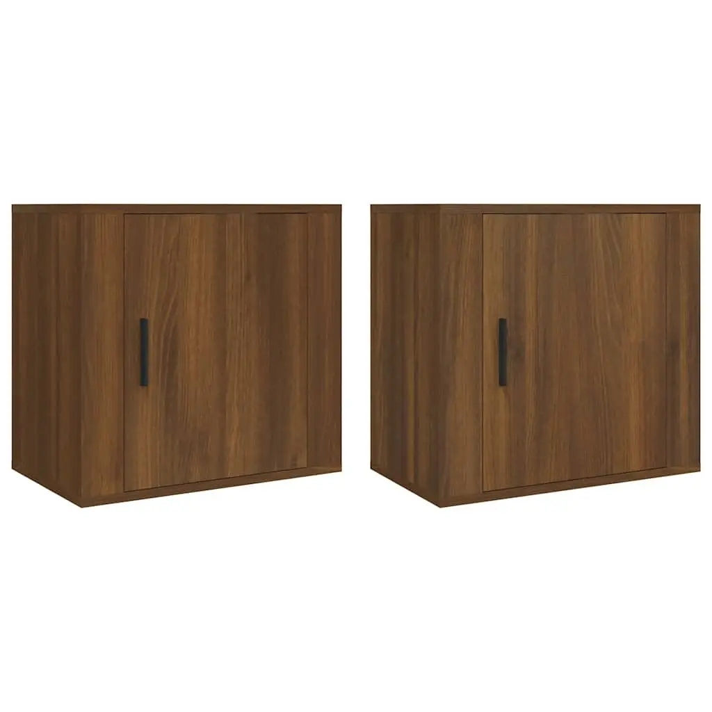 Wall-mounted Bedside Cabinets 2 pcs Brown Oak Floating Storage Organiser