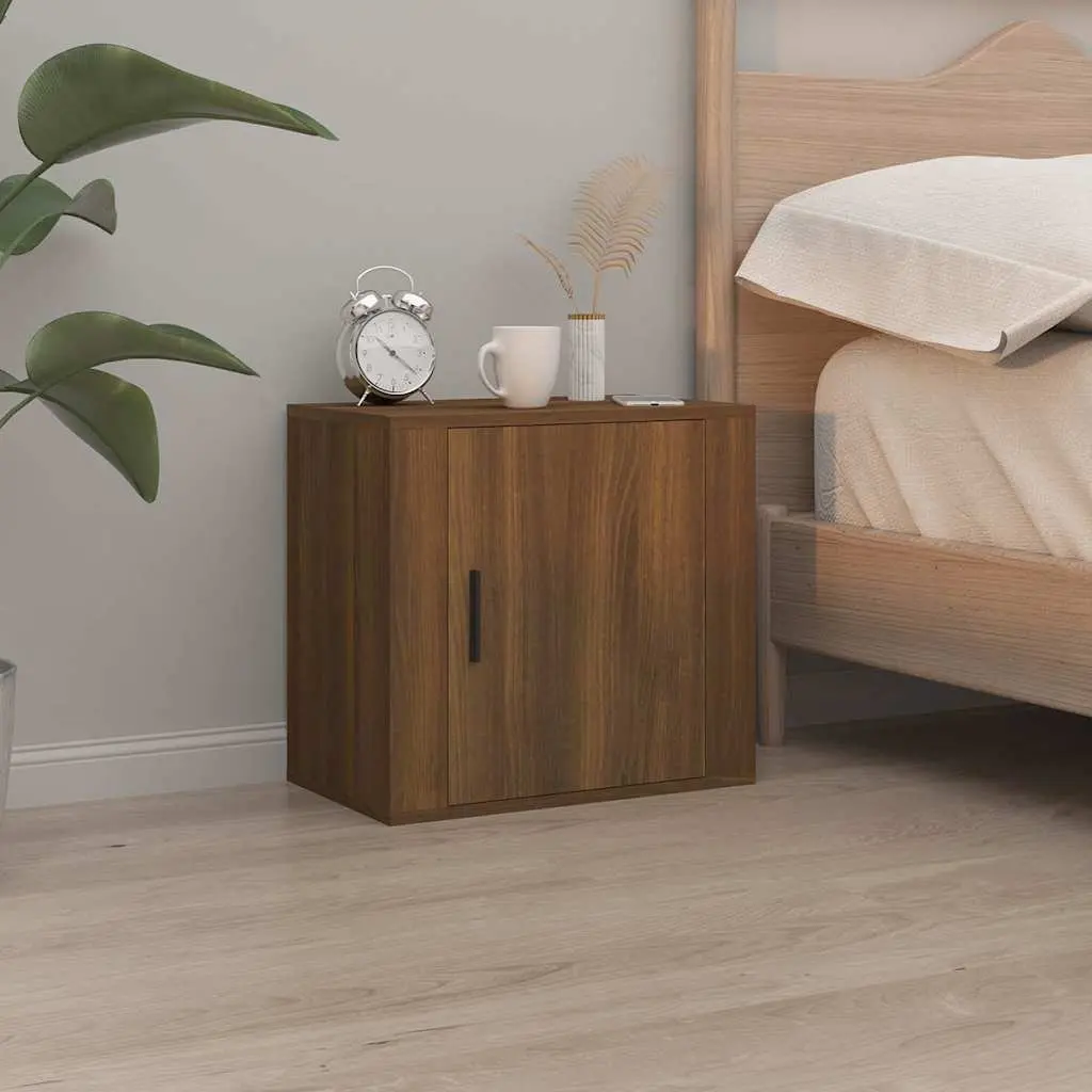 Wall-mounted Bedside Cabinets 2 pcs Brown Oak Floating Storage Organiser