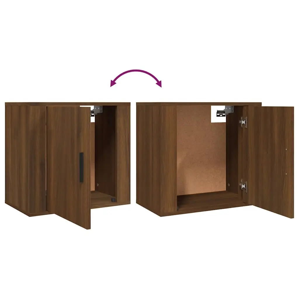 Wall-mounted Bedside Cabinets 2 pcs Brown Oak Floating Storage Organiser