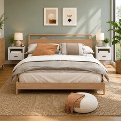 Stylish Wall-mounted Bedside Cabinets in White, Set of 2