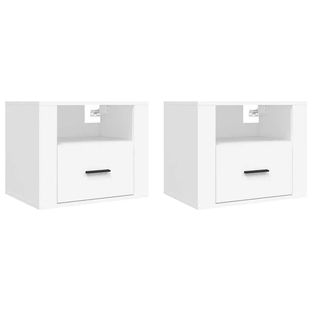 Wall-mounted Bedside Cabinets Engineered Wood 50x36x40cm White 2 Piece