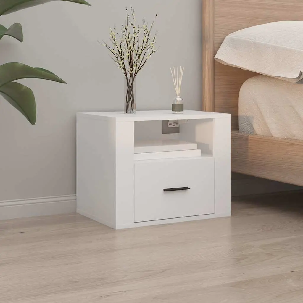 Wall-mounted Bedside Cabinets Engineered Wood 50x36x40cm White 2 Piece
