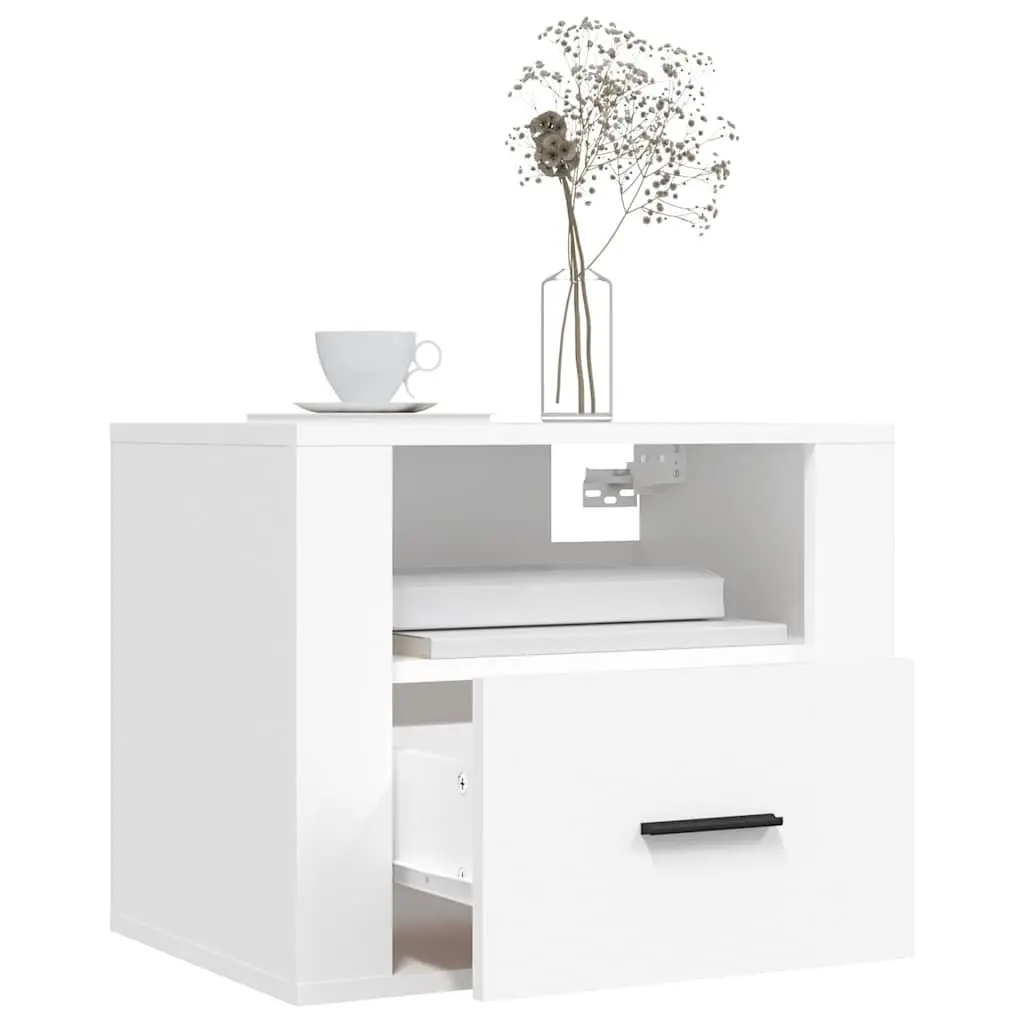 Wall-mounted Bedside Cabinets Engineered Wood 50x36x40cm White 2 Piece