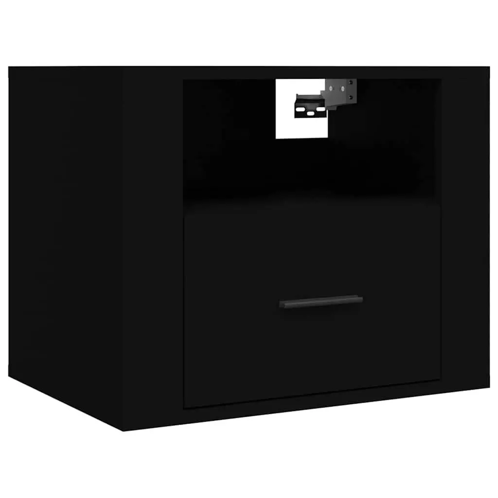 Black Floating Bedside Cabinet for Storage