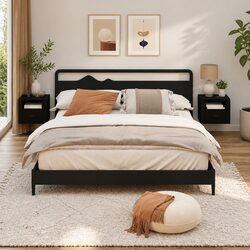 Floating Black Bedside Cabinets 2 pcs for Storage