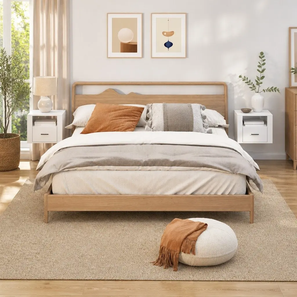 White Wall-mounted Bedside Cabinets 2 pcs
