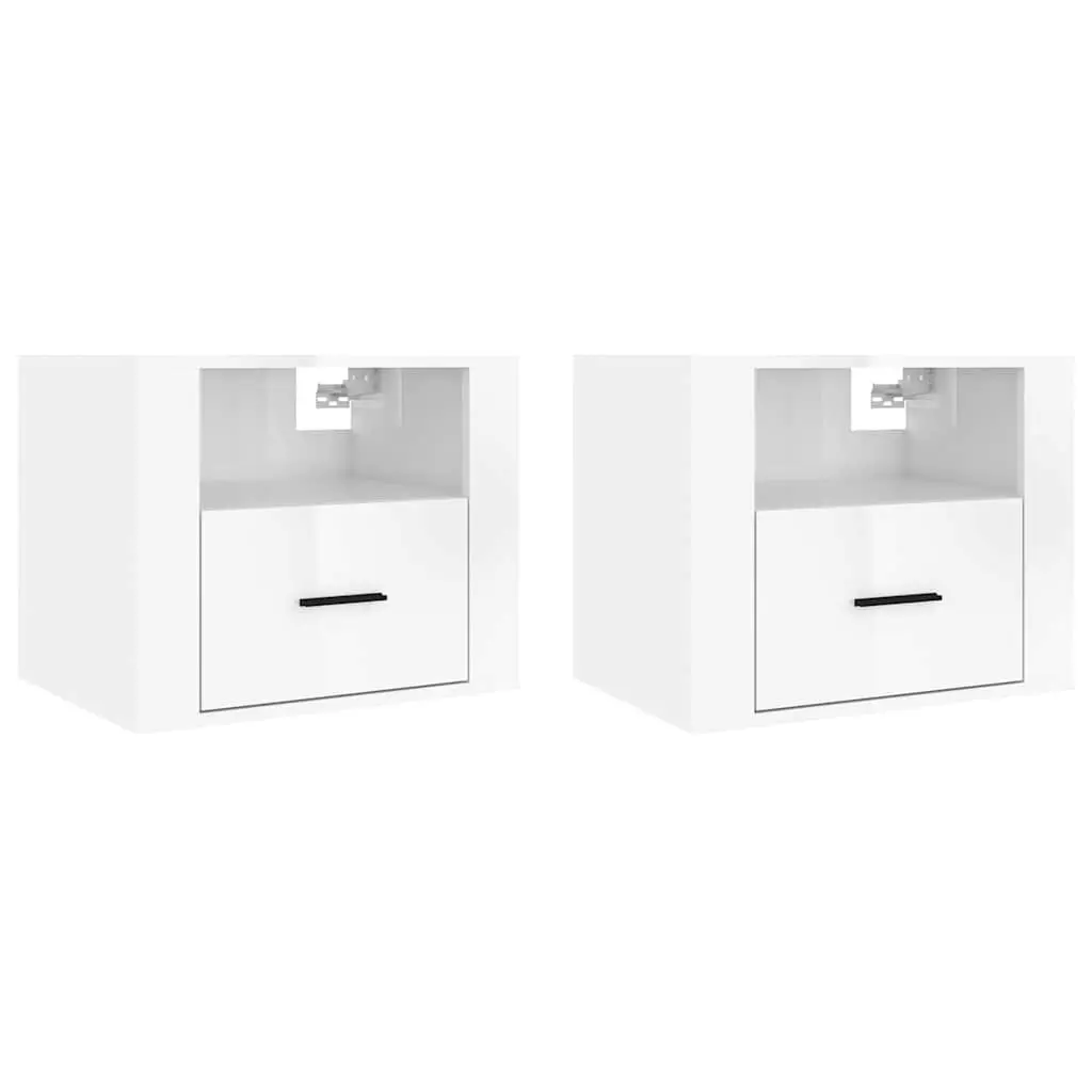 White Wall-mounted Bedside Cabinets 2 pcs