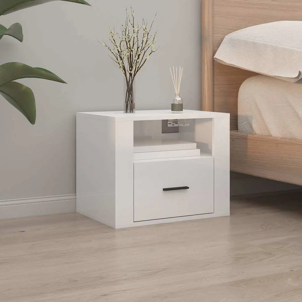 White Wall-mounted Bedside Cabinets 2 pcs