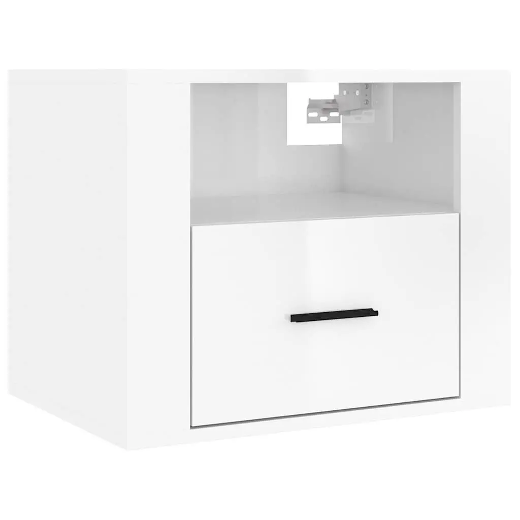 White Wall-mounted Bedside Cabinets 2 pcs