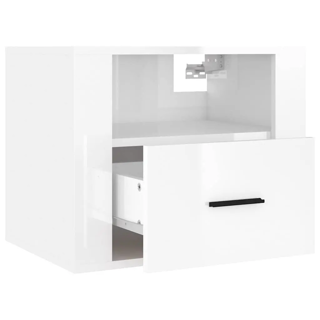 White Wall-mounted Bedside Cabinets 2 pcs