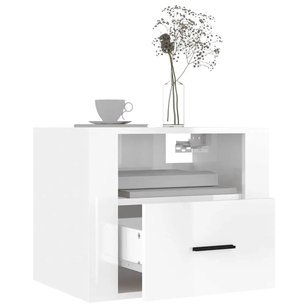 White Wall-mounted Bedside Cabinets 2 pcs