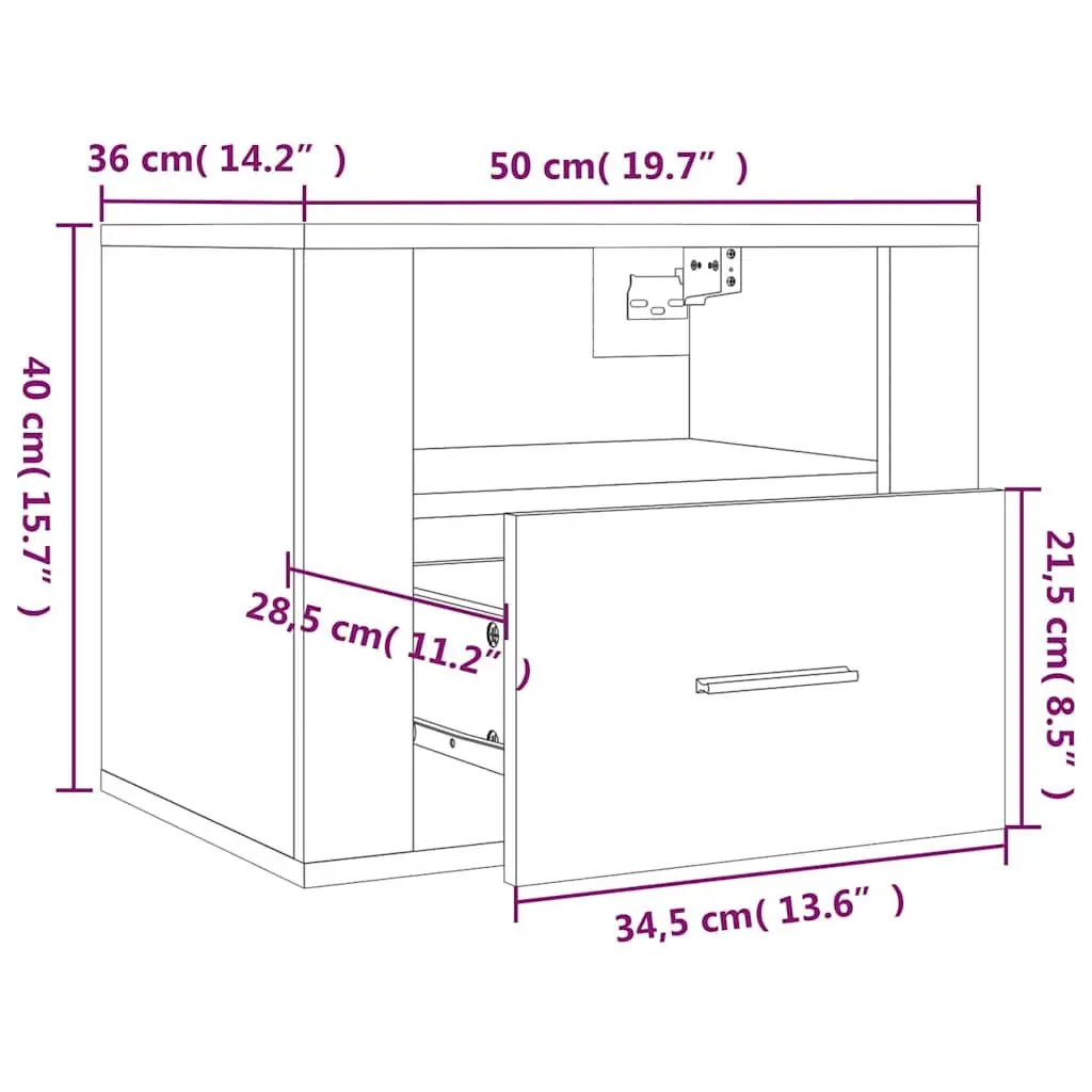 White Wall-mounted Bedside Cabinets 2 pcs