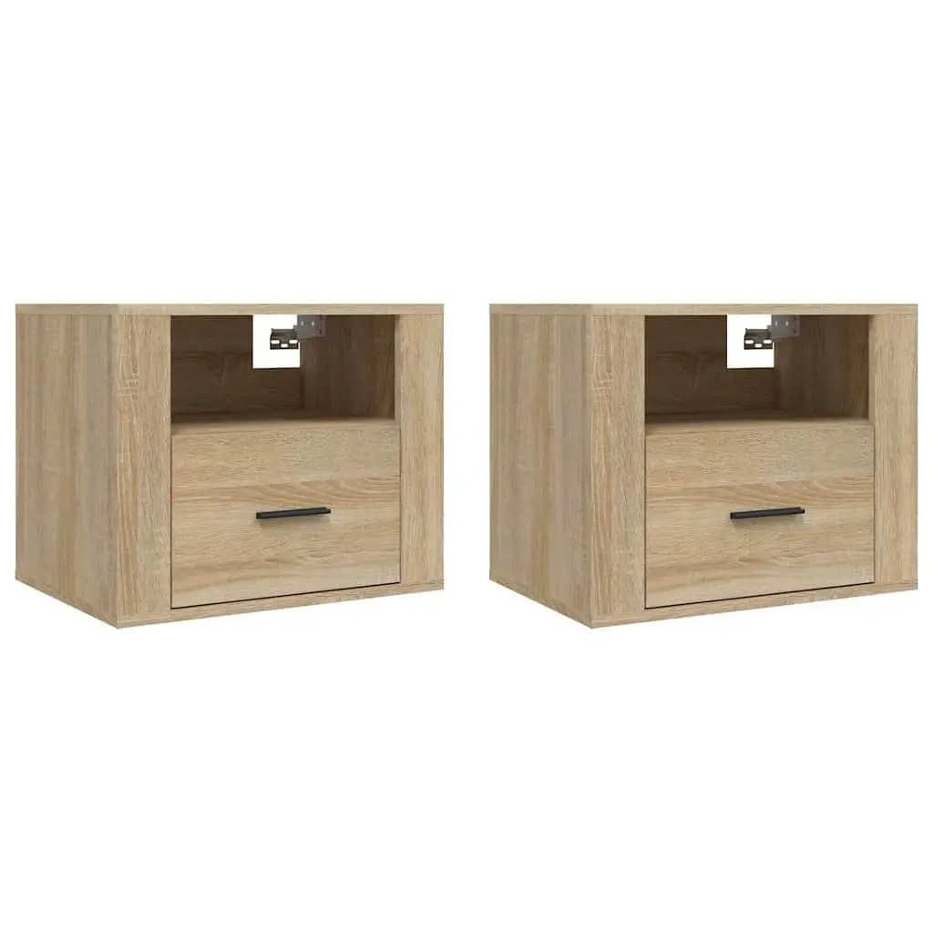 Wall-Mounted Bedside Cabinets 2 pcs Floating Storage Bedroom Sonoma Oak