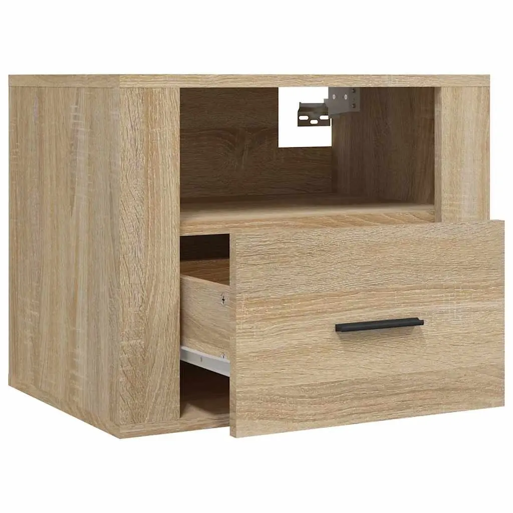 Wall-Mounted Bedside Cabinets 2 pcs Floating Storage Bedroom Sonoma Oak