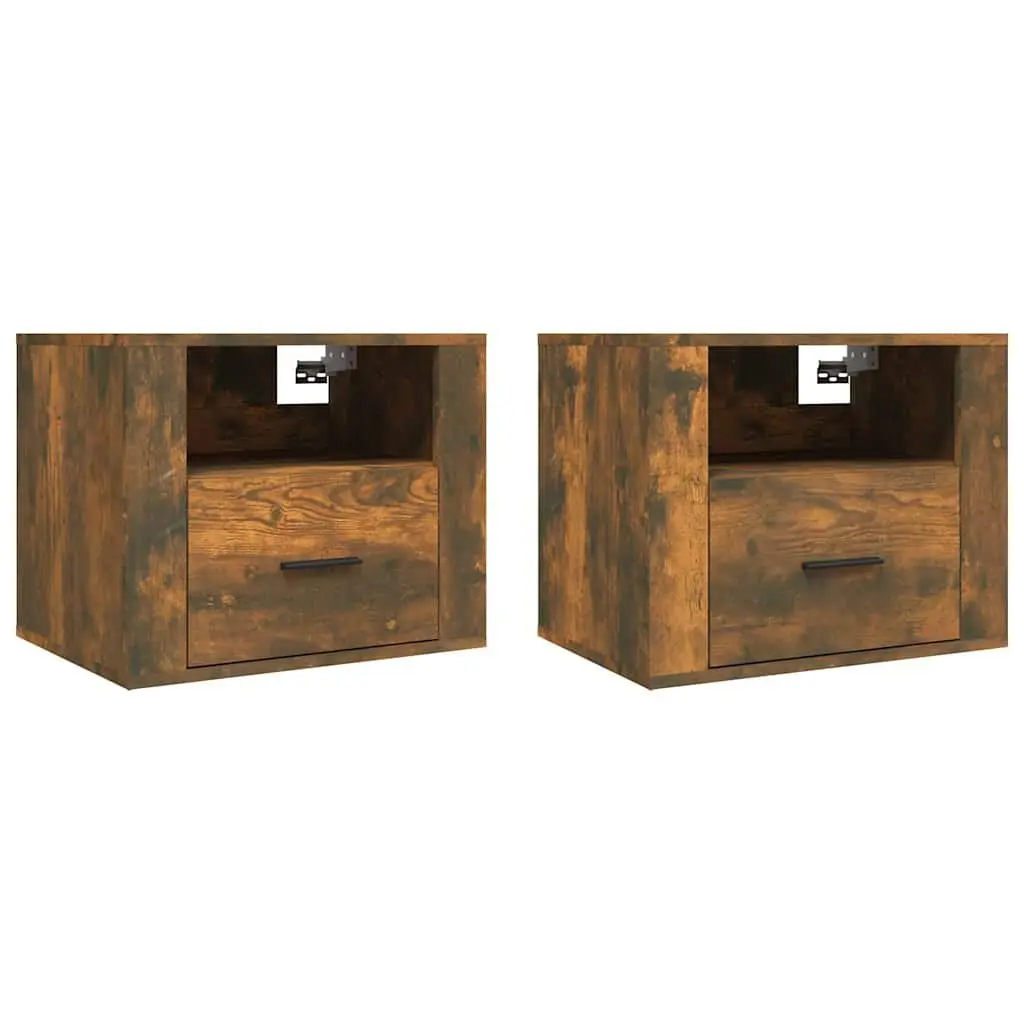Wall-mounted Bedside Cabinets 2 pcs Brown