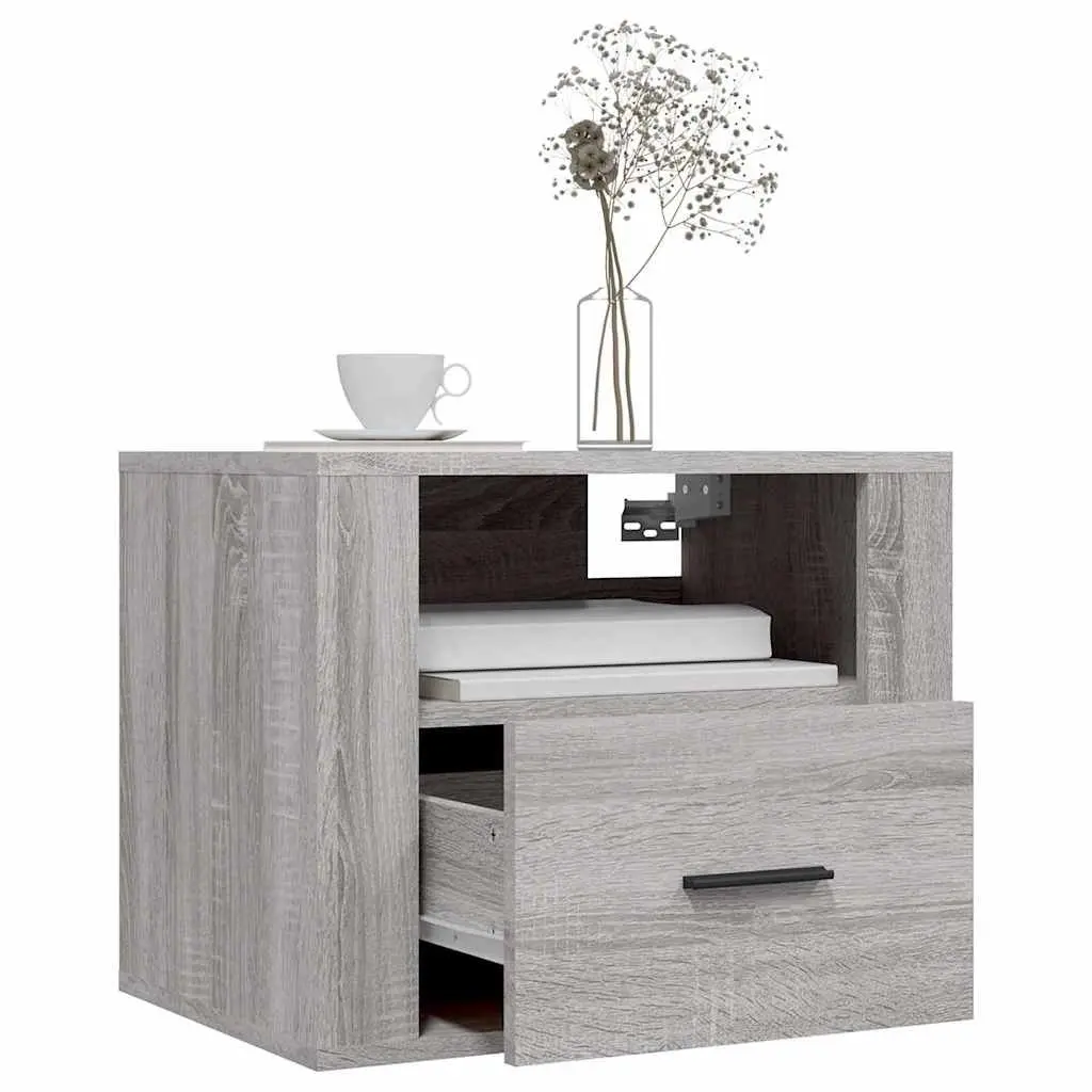 Grey Sonoma Wall-mounted Bedside Cabinets