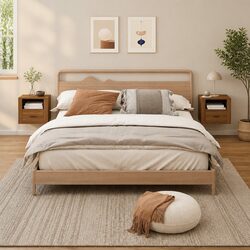 Elegant Brown Wall-mounted Bedside Cabinets - Set of 2