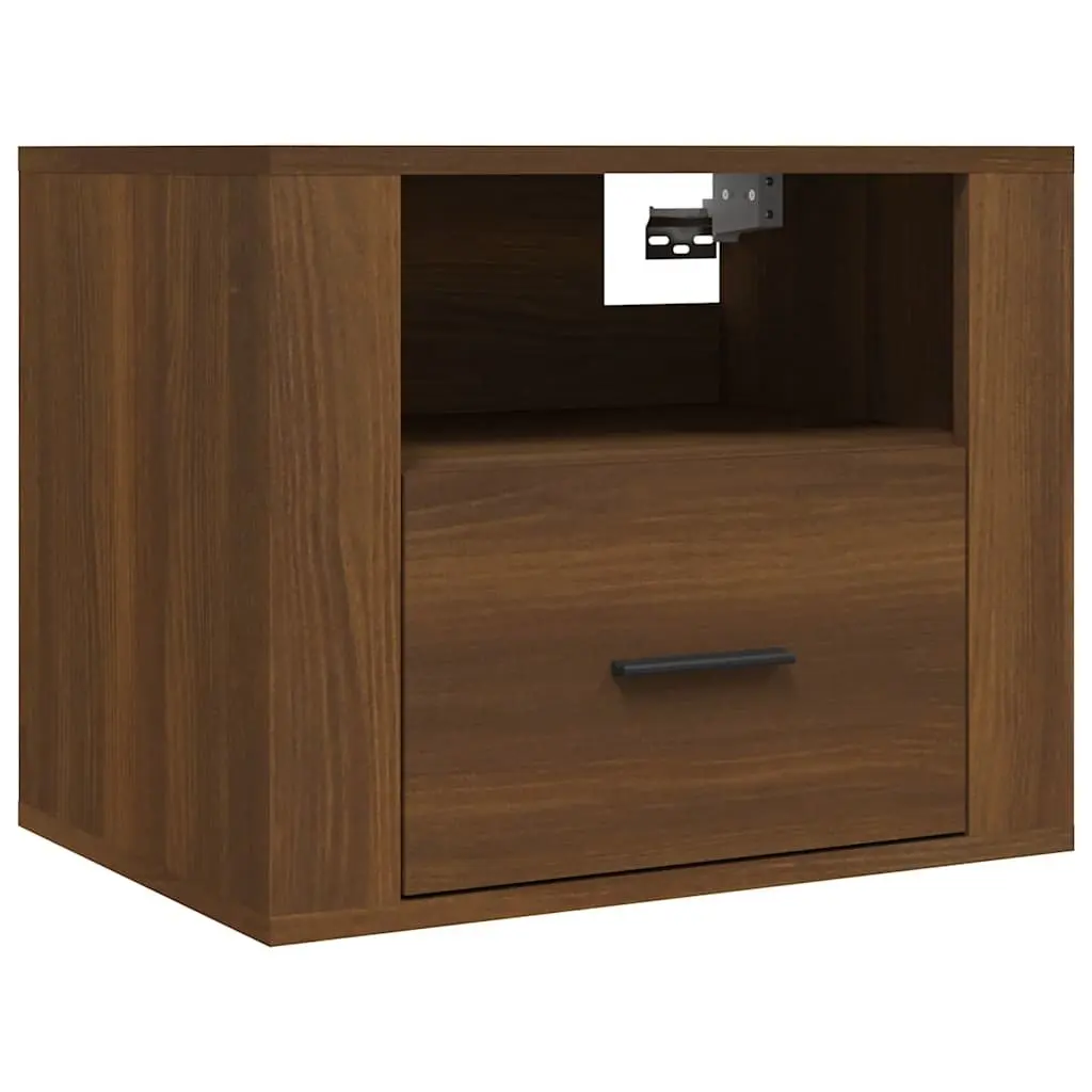 Wall-mounted Bedside Cabinets 2 pcs Brown Floating Storage Organizer Bedroom