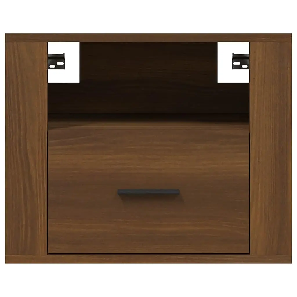 Wall-mounted Bedside Cabinets 2 pcs Brown Floating Storage Organizer Bedroom