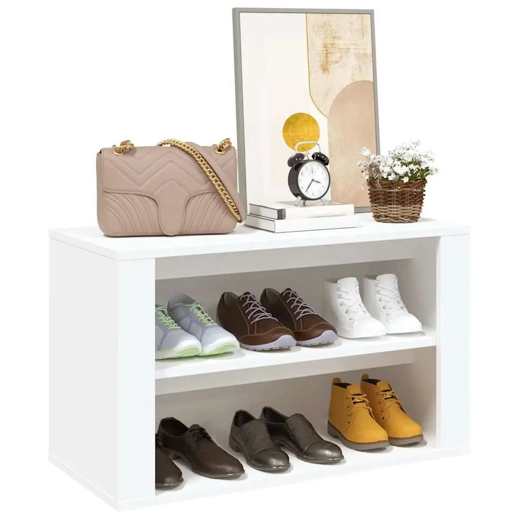 White Shoe Rack with 2 Compartments, 75x35x45cm