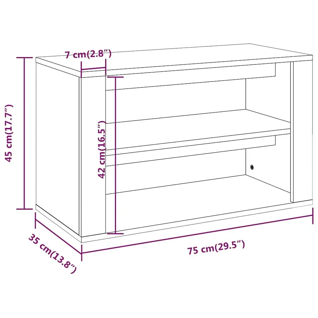 Black Engineered Wood Shoe Rack with 2 Compartments