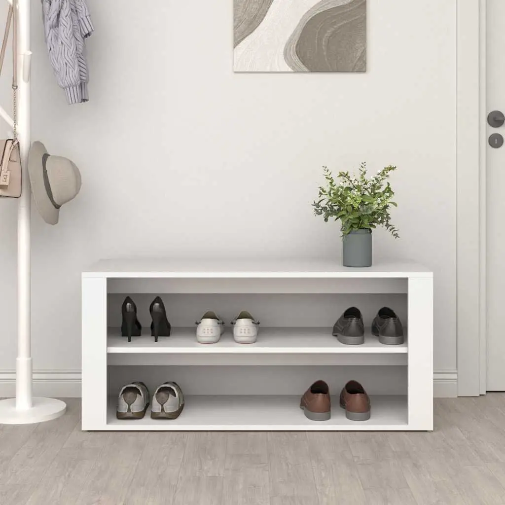 Shoe Rack Engineered Wood 100x35x45 cm White