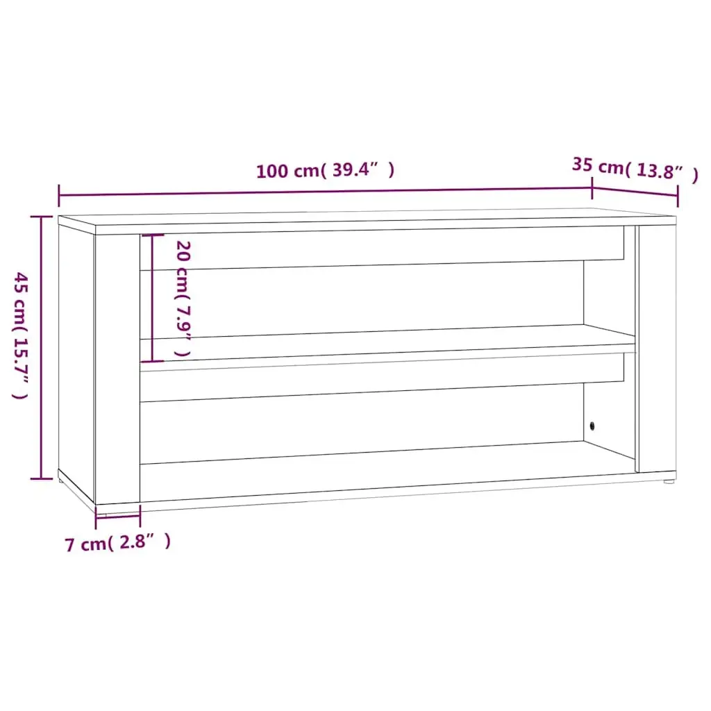Shoe Rack Engineered Wood 100x35x45 cm White