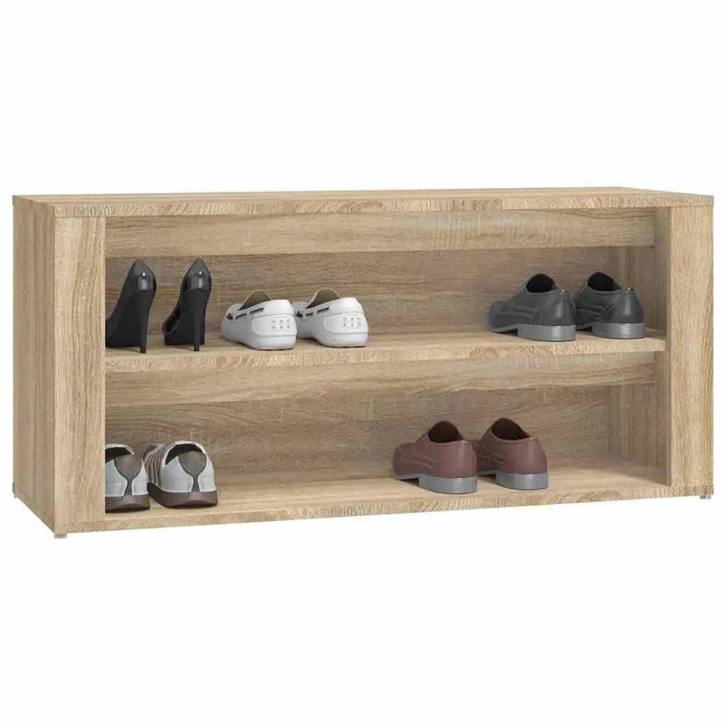 Brown Engineered Wood Shoe Rack with 2 Compartments
