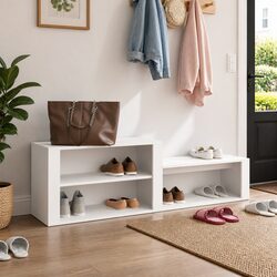 Premium White Shoe Cabinet 150x35x45 cm Storage Organizer