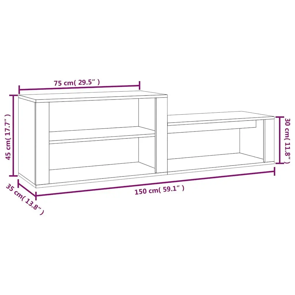 Shoe Cabinet Engineered Wood 150x35x45 cm White