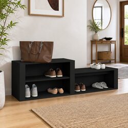 Durable Black Engineered Wood Shoe Cabinet with Compartment