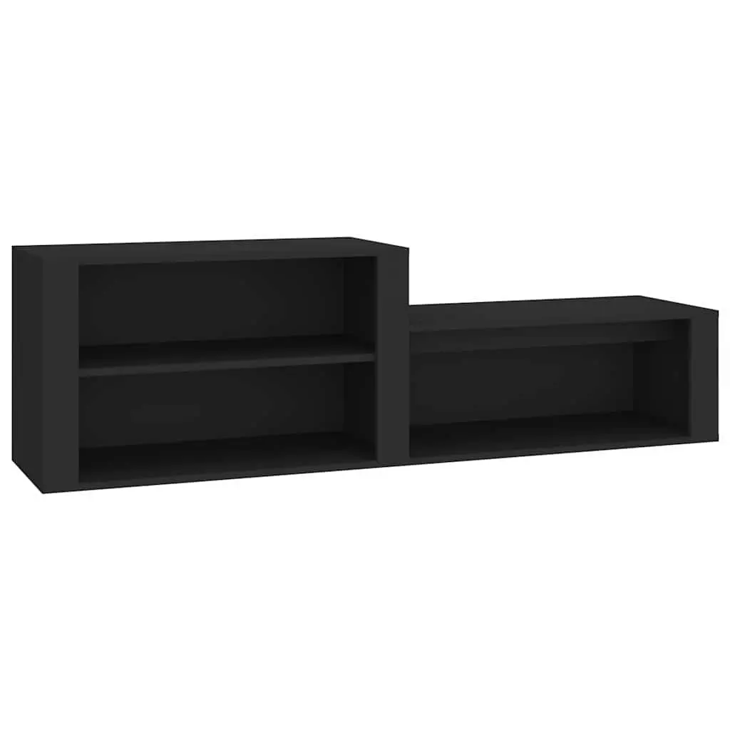 Black Engineered Wood Shoe Cabinet with Compartment