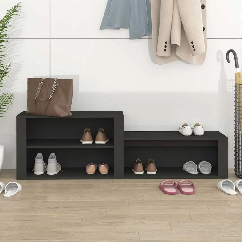 Black Engineered Wood Shoe Cabinet with Compartment
