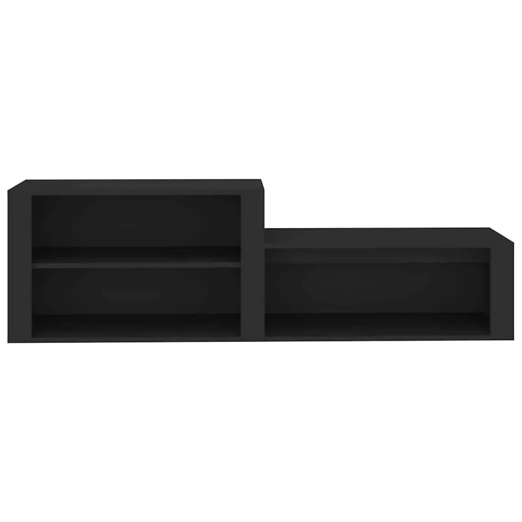Black Engineered Wood Shoe Cabinet with Compartment