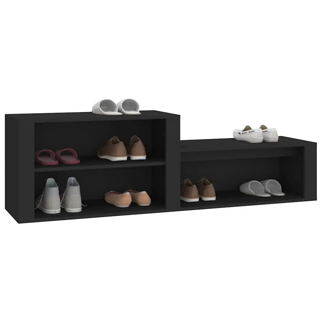 Black Engineered Wood Shoe Cabinet with Compartment