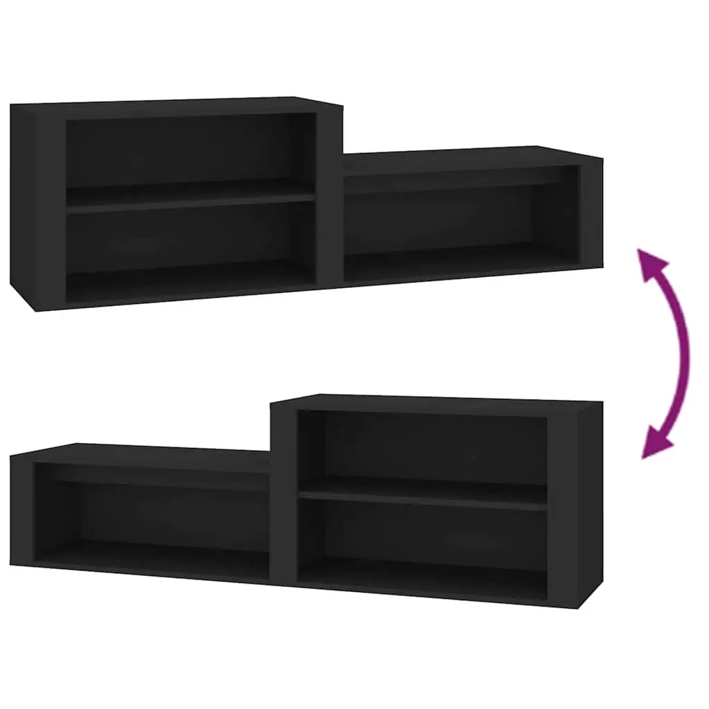 Black Engineered Wood Shoe Cabinet with Compartment