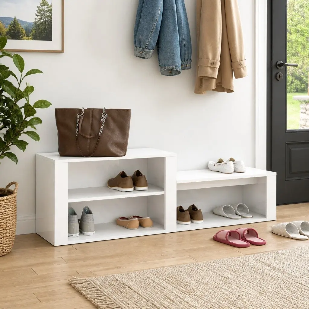 Shoe Cabinet Engineered Wood 150 x 35 x 45 cm White