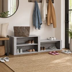 Grey Engineered Wood Shoe Cabinet for Storage