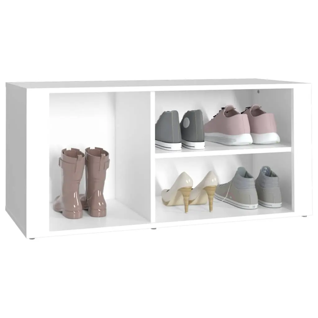 White Engineered Wood Shoe Cabinet with Storage Compartments