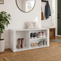 Shoe Cabinet White High Gloss Storage Organiser Hall Furniture Engineered Wood